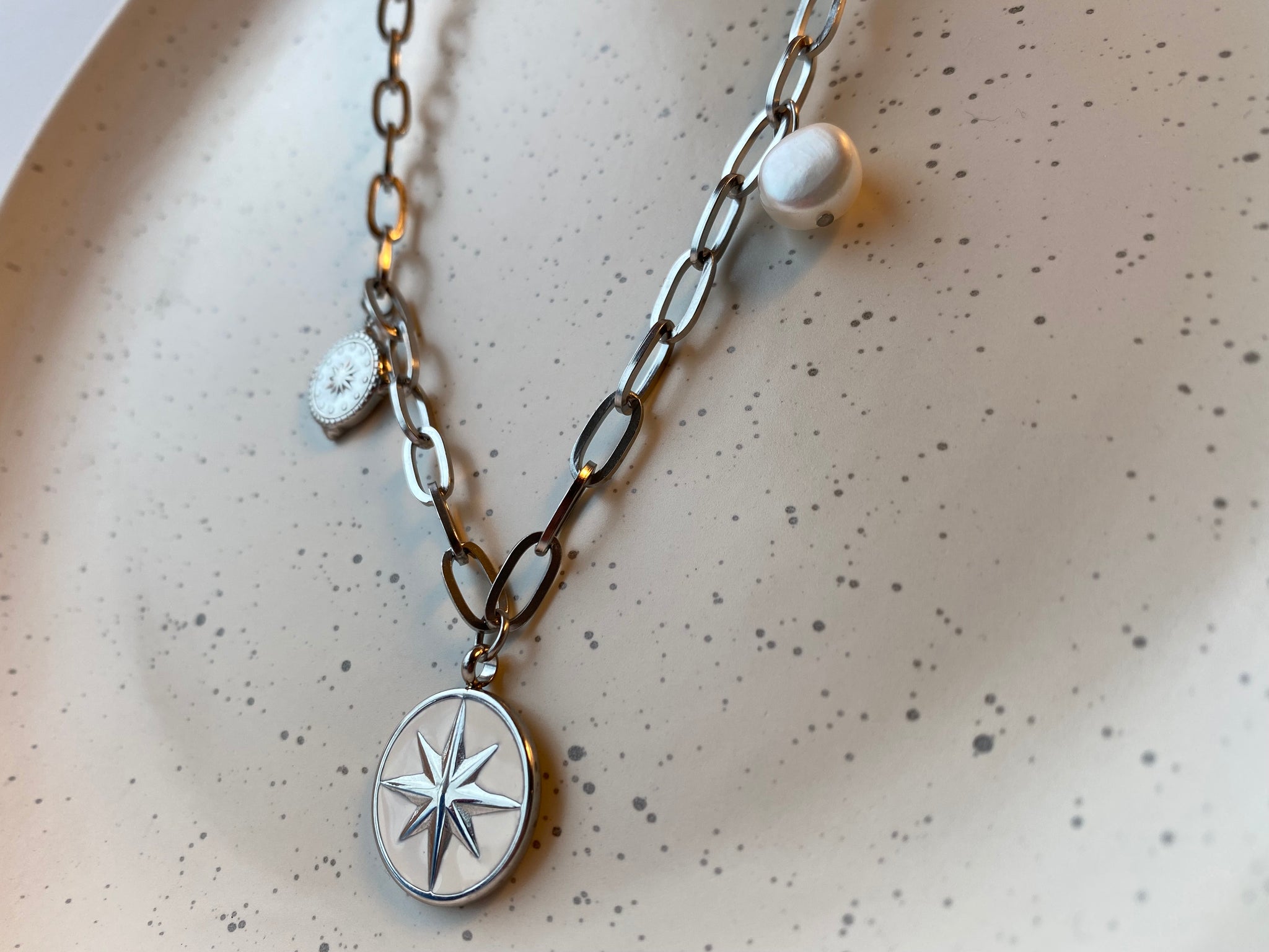 Compass Star Silver Necklace